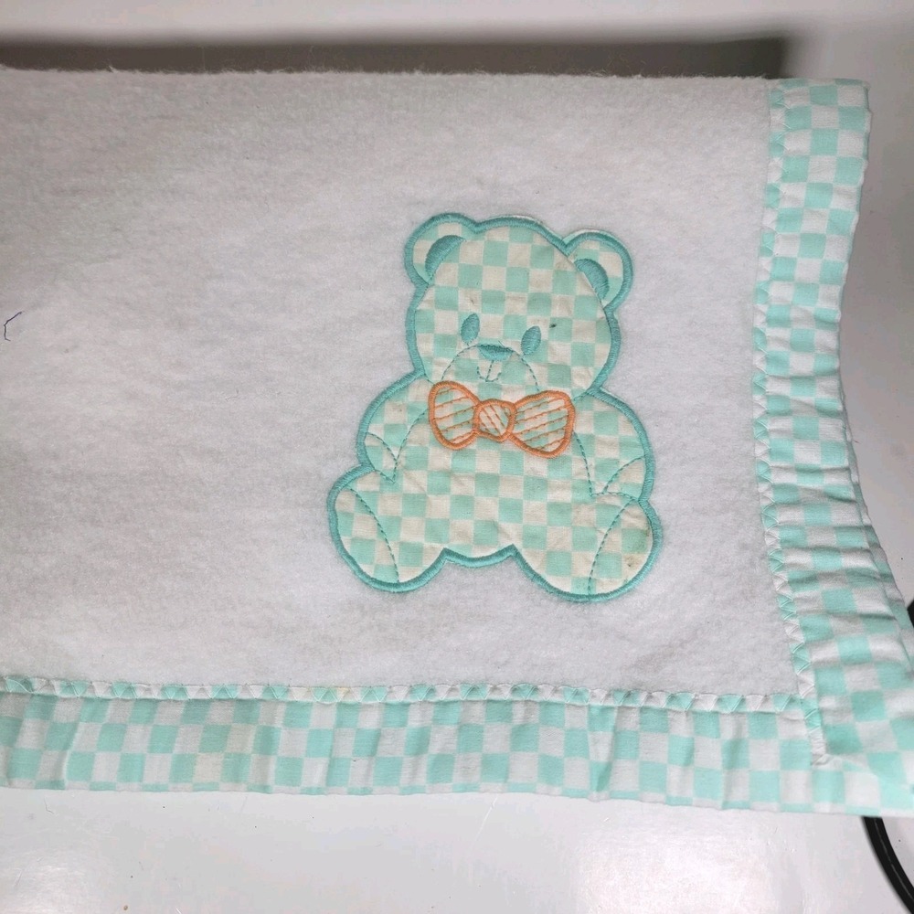 CUDDLE TIME BABY BLANKET Vintage WHITE PASTEL Blocks DELUXE ACRYLIC FLEECE